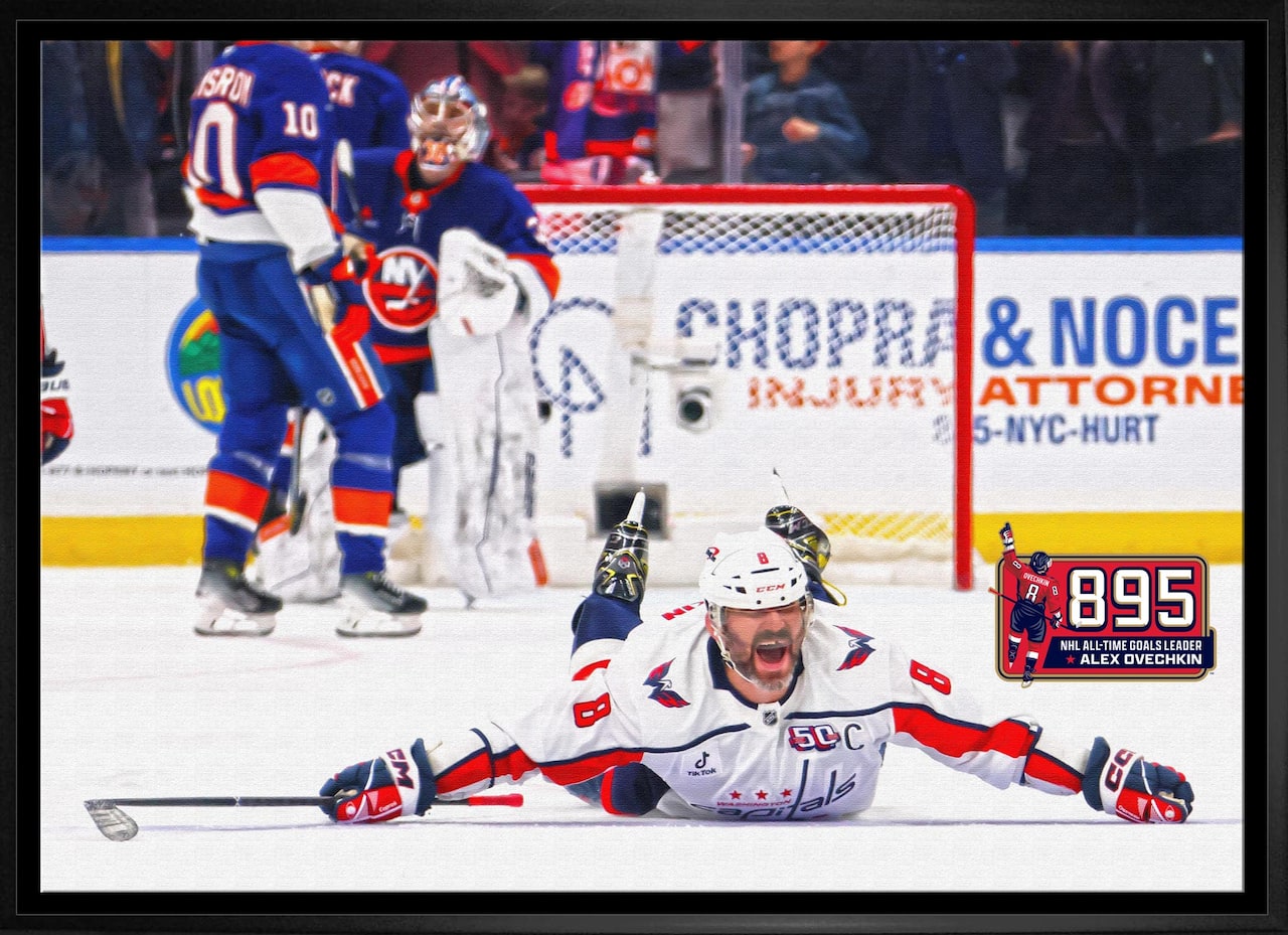 Alexander Ovechkin 20" x 29" Framed Canvas 895 Goals Celebration Washington Capitals 31.5" x 22.5"